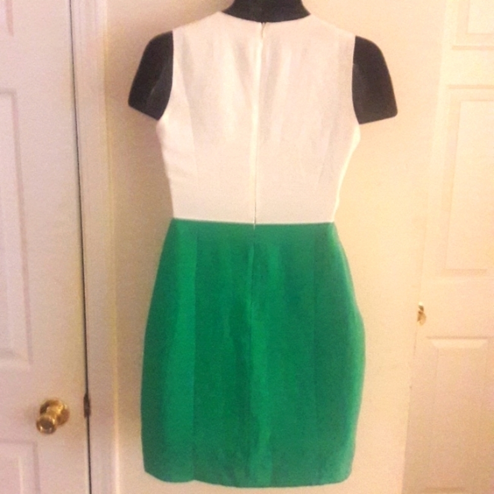 Spring Green, White, and Cream Sheath Dress, Size 4 - Picture 3 of 8